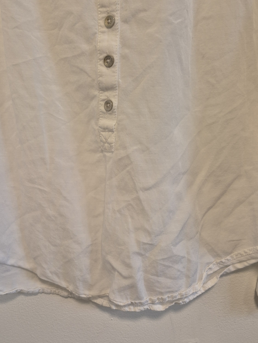 Lightweight White Women's Button Henley Blouse - Picture 7 of 16